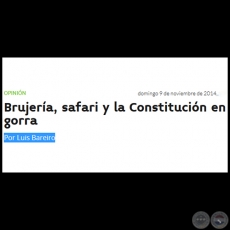 BRUJERA, SAFARI Y LA CONSTITUCIN EN GORRA - Por LUIS BAREIRO - Domingo, 09 de Noviembre de 2014